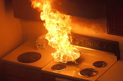 flaming-pan-on-stove